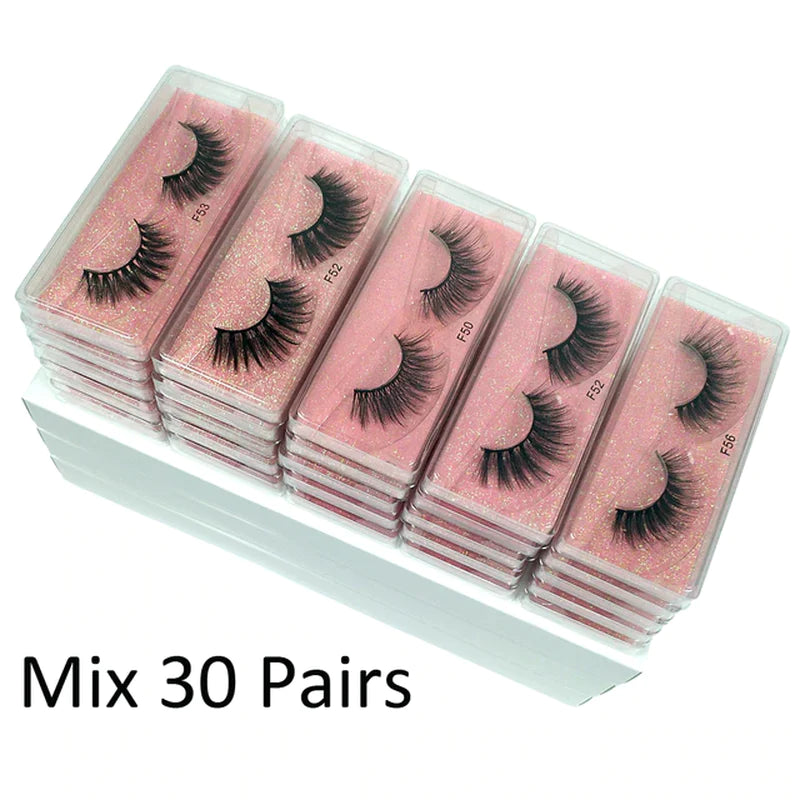 Lashes Bulk Wholesale 30/50/100/200 Pcs 3D Mink Lashes Natural Mink Eyelashes Fluffy False Eyelashes Makeup False Lashes in Bulk
