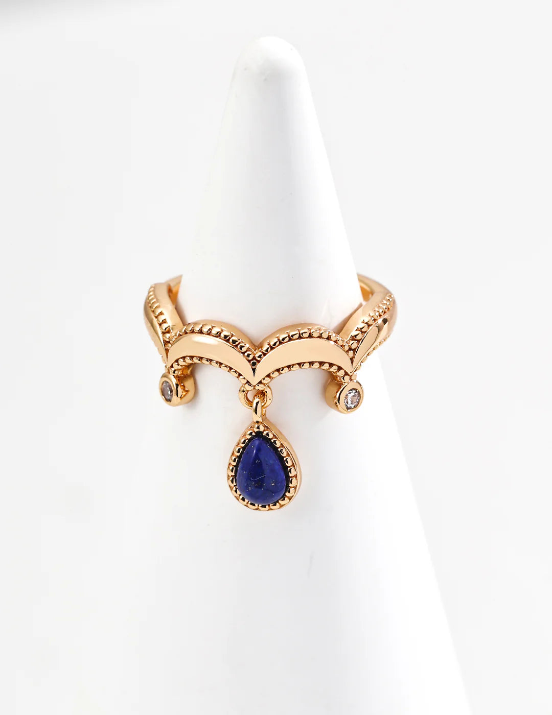 Vintage Natural Lapis Lazuli Zircon Ring