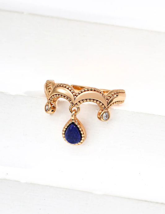 Vintage Natural Lapis Lazuli Zircon Ring